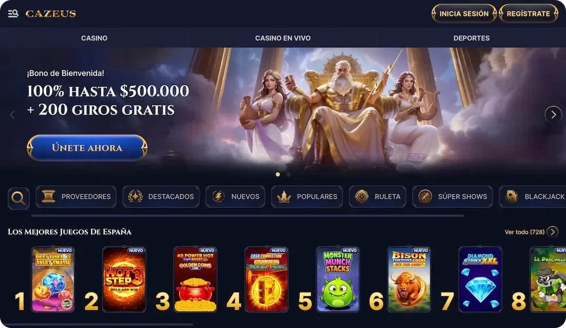 sitio web del casino cazeus